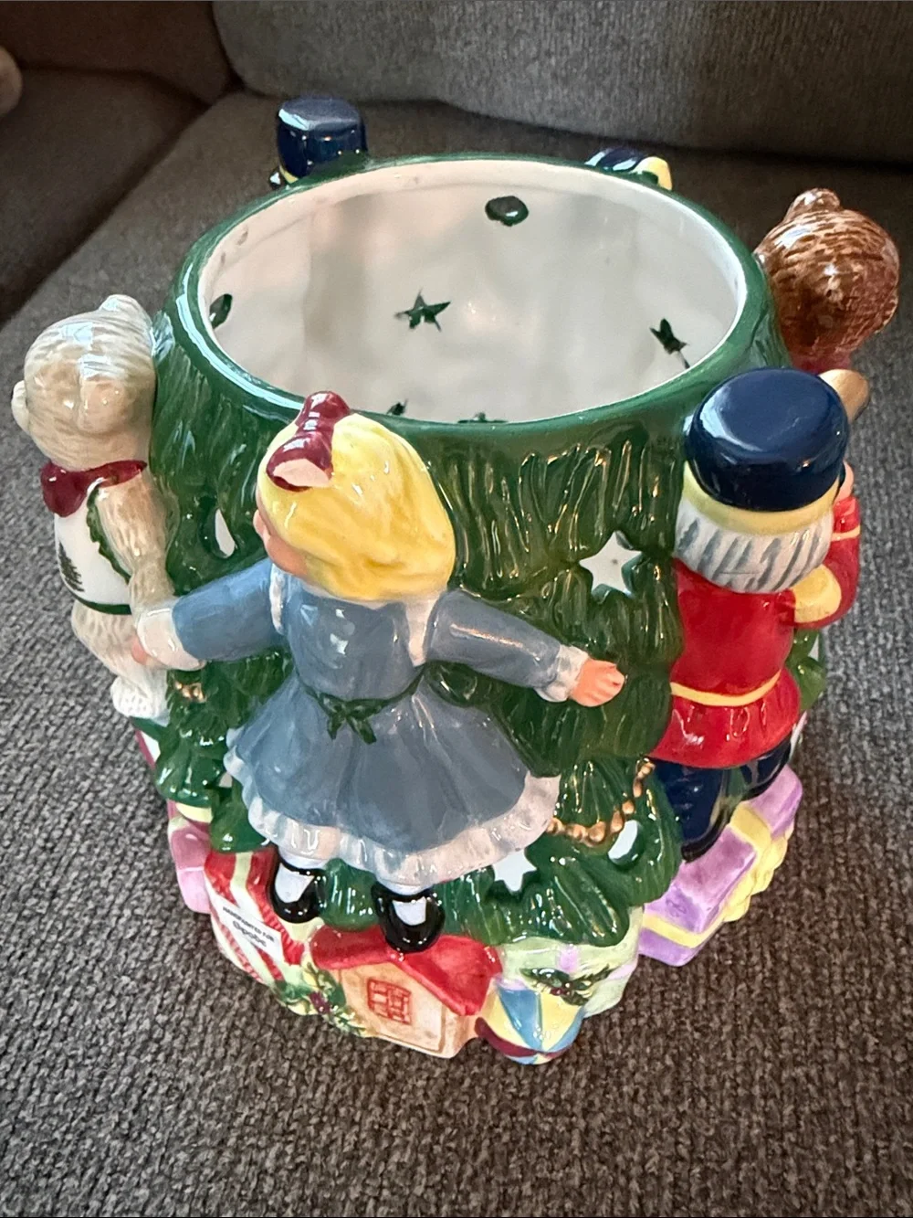 Spode Multicolored Ceramic Holiday Tree Planter with Elves